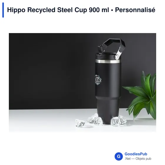Mug isotherme personnalisable Hippo Recycled Steel Cup 900 ml avec logo - Image 4