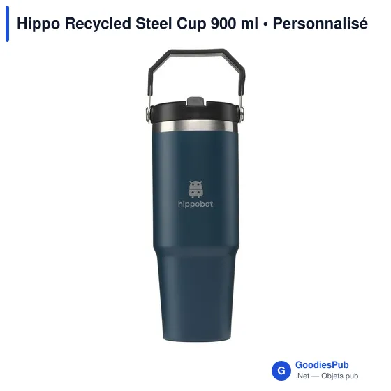 Mug isotherme personnalisable Hippo Recycled Steel Cup 900 ml avec logo - Image 5