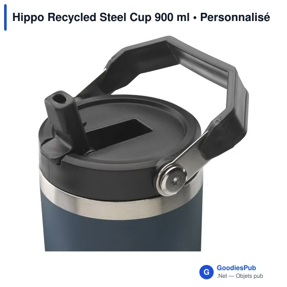Mug isotherme personnalisable Hippo Recycled Steel Cup 900 ml avec logo - Image 7