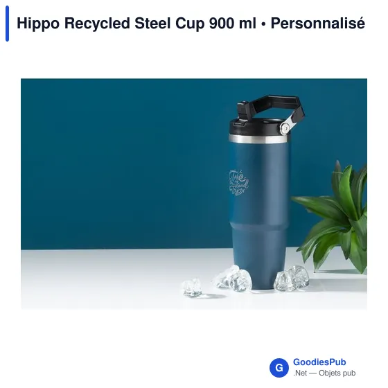 Mug isotherme personnalisable Hippo Recycled Steel Cup 900 ml avec logo - Image 8