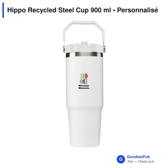 Mug isotherme personnalisable Hippo Recycled Steel Cup 900 ml avec logo - Image 9