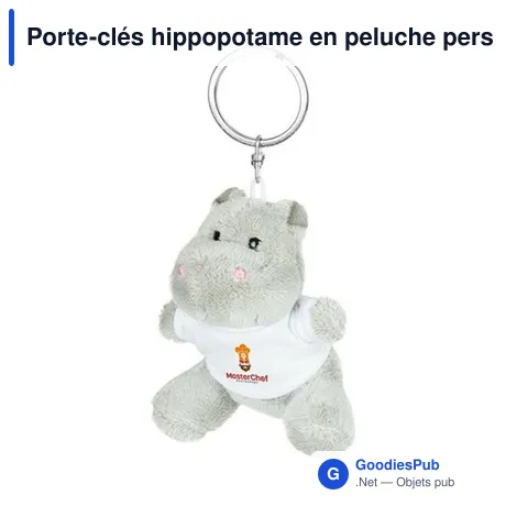 Porte-clés hippopotame en peluche personnalisable avec logo | Patsy