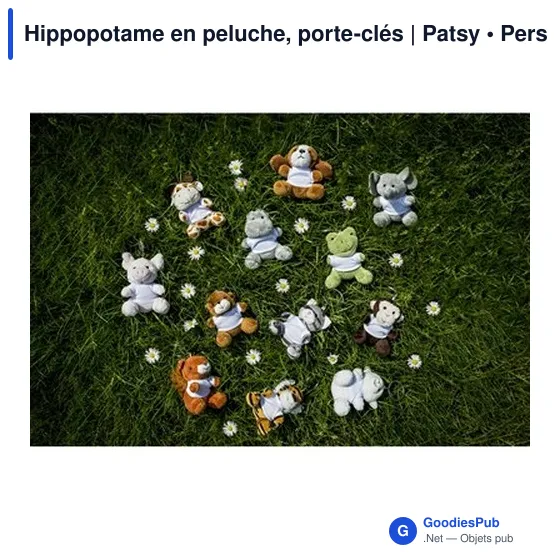 Porte-clés hippopotame en peluche personnalisable avec logo | Patsy - Image 2