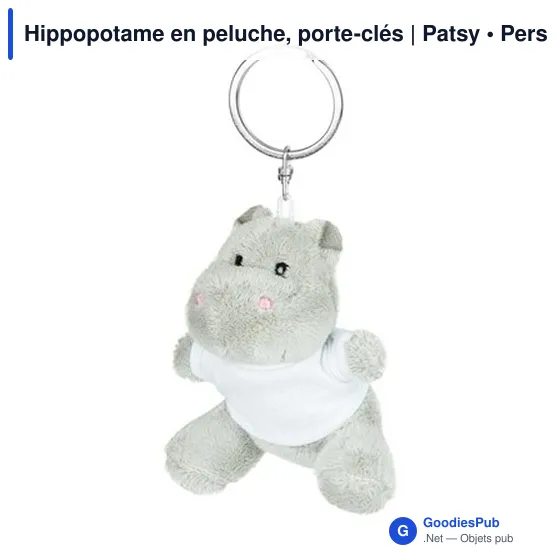 Porte-clés hippopotame en peluche personnalisable avec logo | Patsy - Image 4
