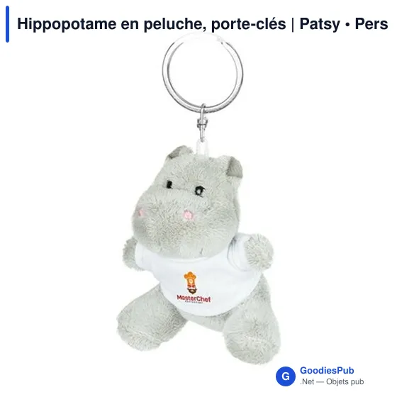 Porte-clés hippopotame en peluche personnalisable avec logo | Patsy - Image 7