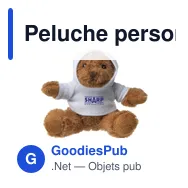 Peluche personnalisable HoodedBear avec logo - Miniature 1