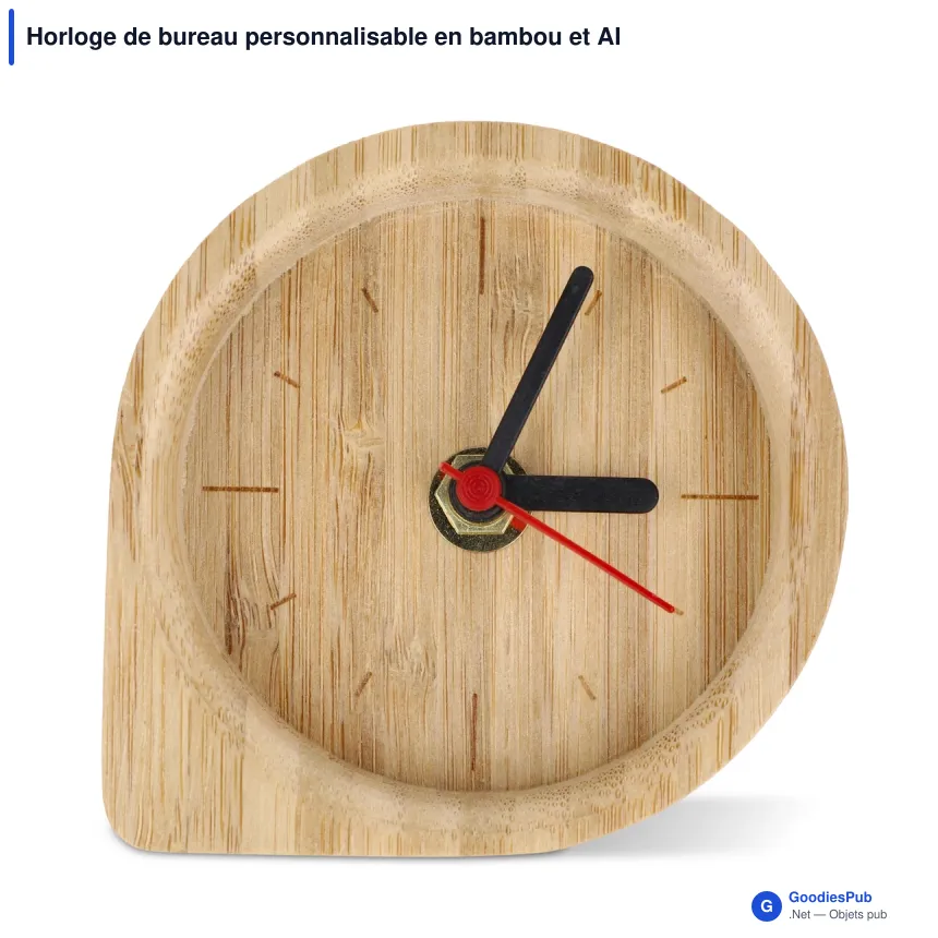 Horloge de bureau personnalisable en bambou et ABS avec logo - Droplet - Image 2