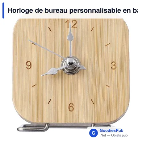 Horloge de bureau personnalisable en bambou avec logo - Jenny