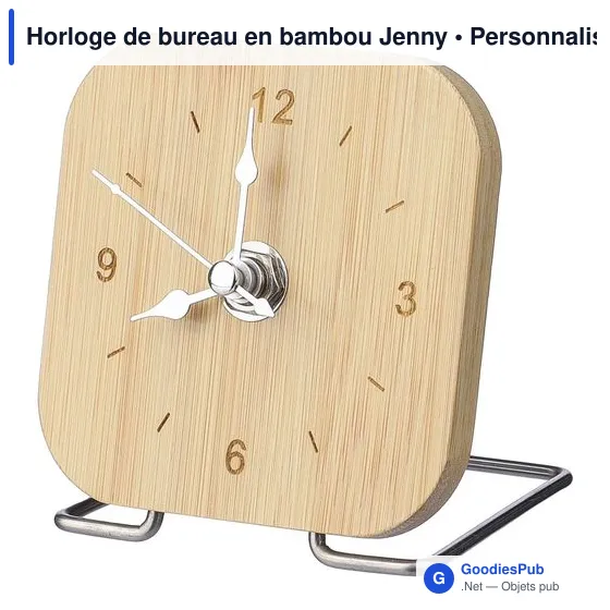 Horloge de bureau personnalisable en bambou avec logo - Jenny - Image 2