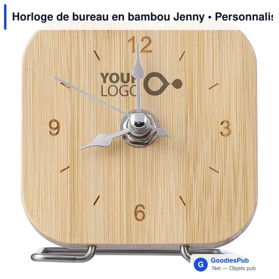 Horloge de bureau personnalisable en bambou avec logo - Jenny - Image 5