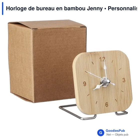 Horloge de bureau personnalisable en bambou avec logo - Jenny - Image 10