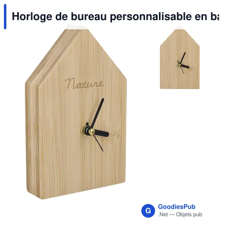 Horloge de bureau personnalisable en bambou avec logo - Homestead