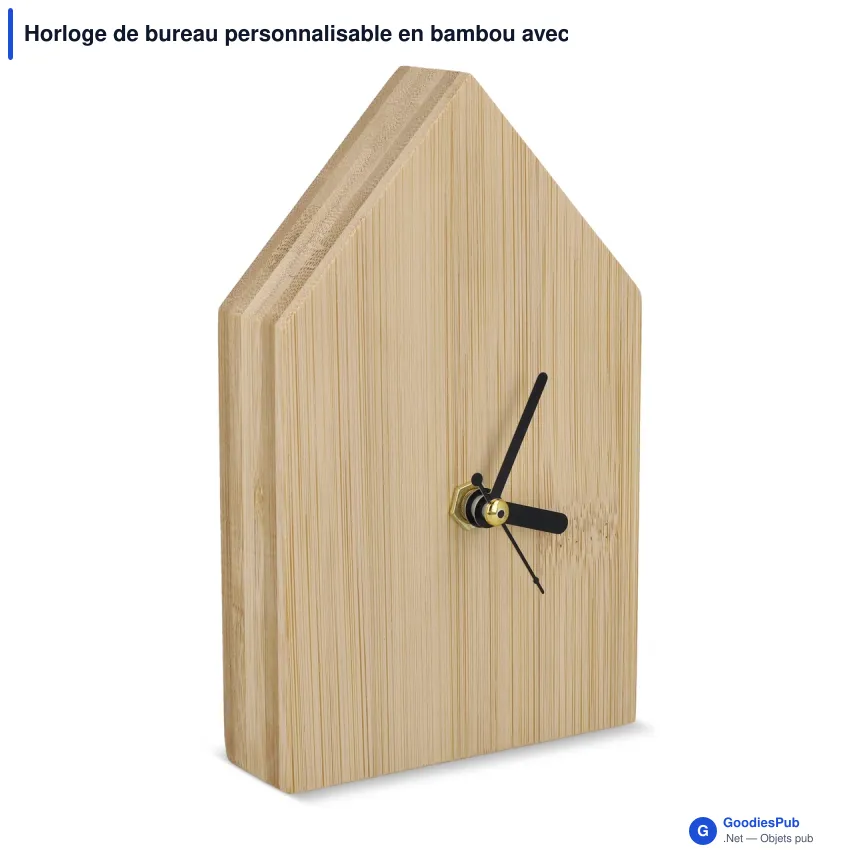 Horloge de bureau personnalisable en bambou avec logo - Homestead - Image 2