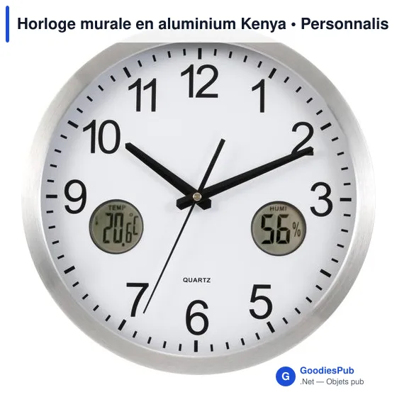 Horloge murale personnalisable en aluminium avec logo - Kenya - Image 1