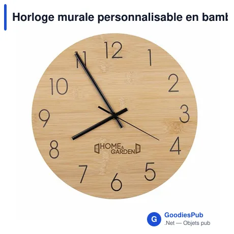 Horloge murale personnalisable en bambou avec logo | Imani