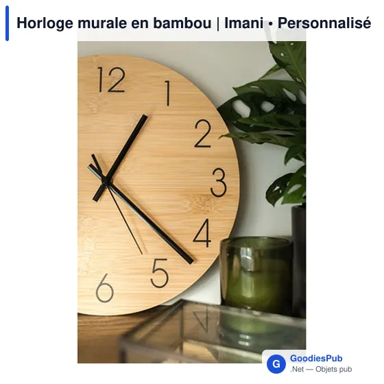 Horloge murale personnalisable en bambou avec logo | Imani - Image 2