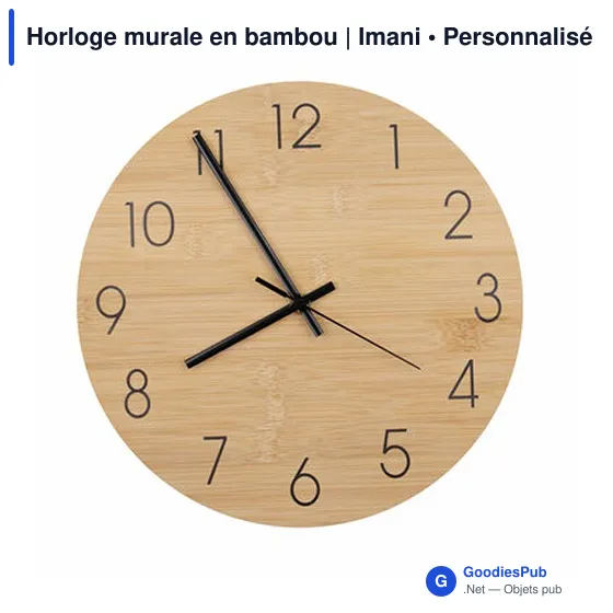 Horloge murale personnalisable en bambou avec logo | Imani - Image 3