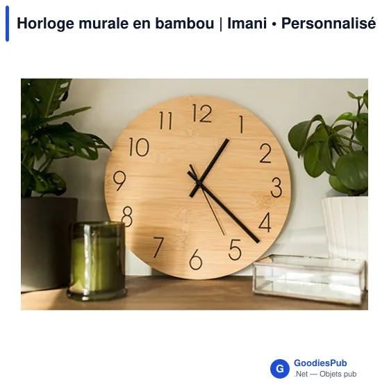 Horloge murale personnalisable en bambou avec logo | Imani - Image 5