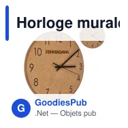 Horloge murale personnalisable en liège naturel avec logo - Nature - Miniature 1