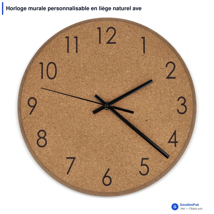Horloge murale personnalisable en liège naturel avec logo - Nature - Image 2