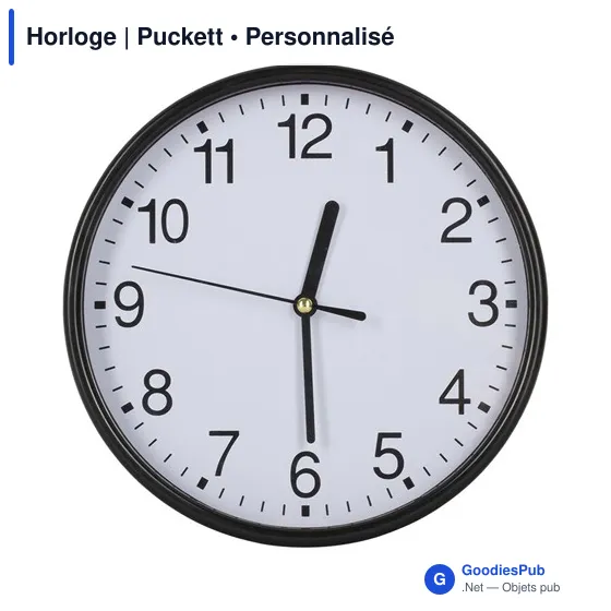 Horloge murale personnalisable Puckett avec logo - Image 1