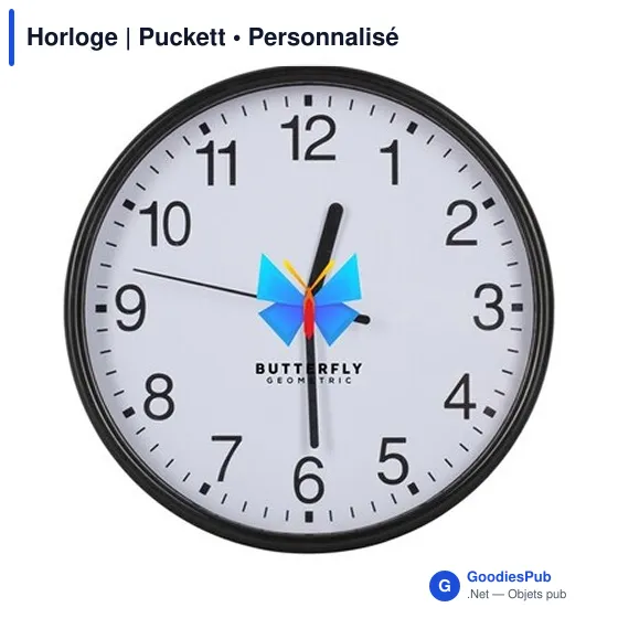 Horloge murale personnalisable Puckett avec logo - Image 3