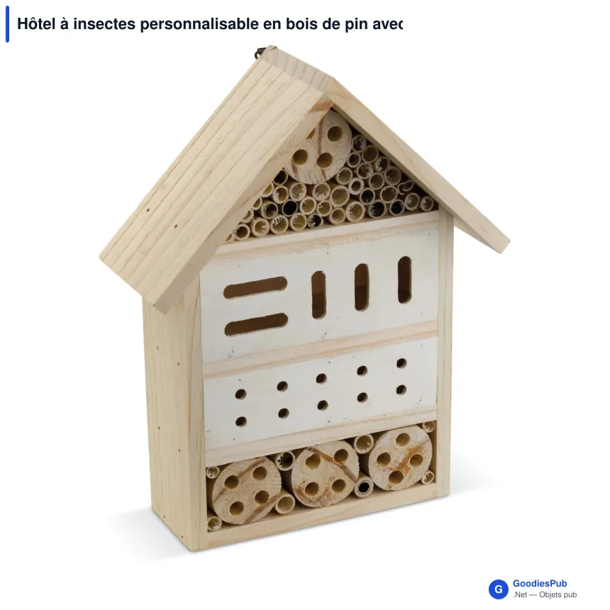 Hôtel à insectes personnalisable en bois de pin avec logo - Bois - Image 2