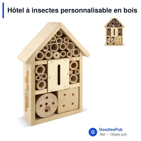 Hôtel à insectes personnalisable en bois FSC avec logo - Nature
