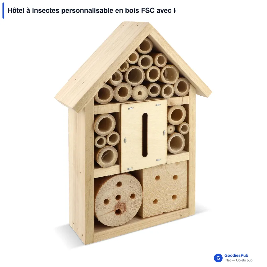 Hôtel à insectes personnalisable en bois FSC avec logo - Nature - Image 2
