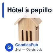 Hôtel à papillons personnalisable en bois de pin - Anitaavec logo - Miniature 2
