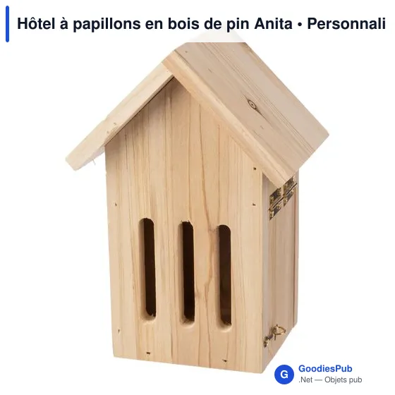 Hôtel à papillons personnalisable en bois de pin - Anitaavec logo - Image 2