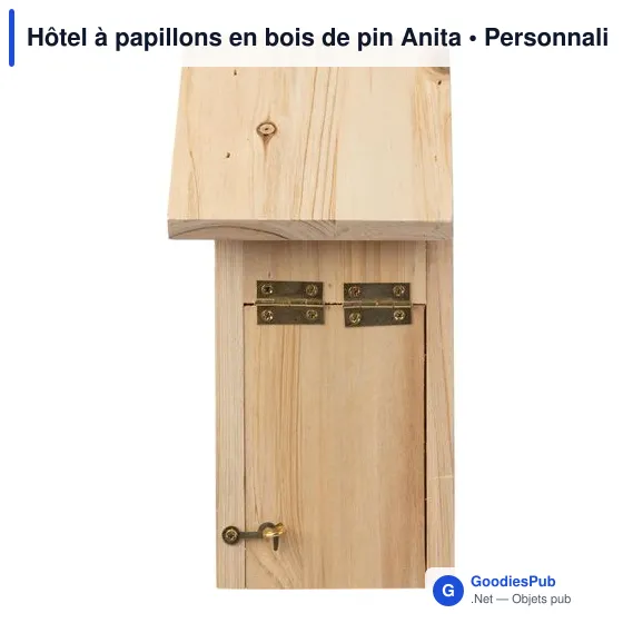 Hôtel à papillons personnalisable en bois de pin - Anitaavec logo - Image 3
