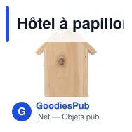Hôtel à papillons personnalisable en bois de pin - Anitaavec logo - Miniature 4
