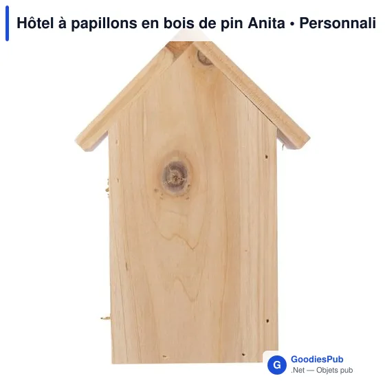 Hôtel à papillons personnalisable en bois de pin - Anitaavec logo - Image 4