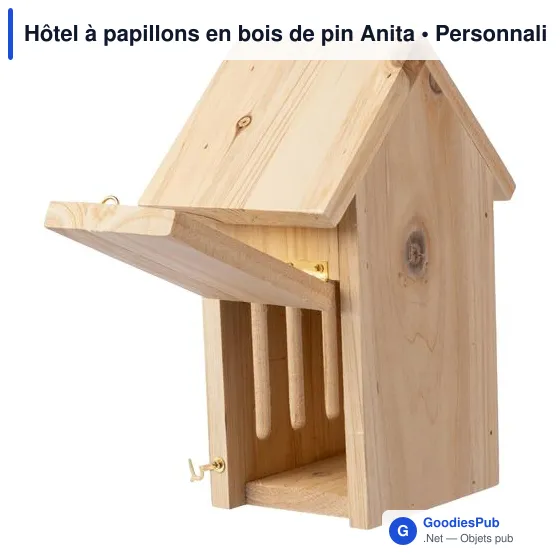 Hôtel à papillons personnalisable en bois de pin - Anitaavec logo - Image 5