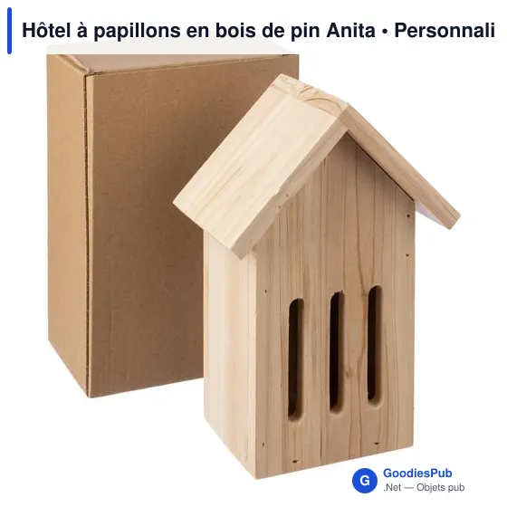 Hôtel à papillons personnalisable en bois de pin - Anitaavec logo - Image 6