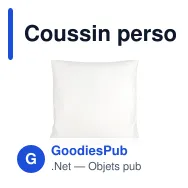 Coussin personnalisable avec housse en peluche écrue et logo - 40 x 40 cm - Miniature 2