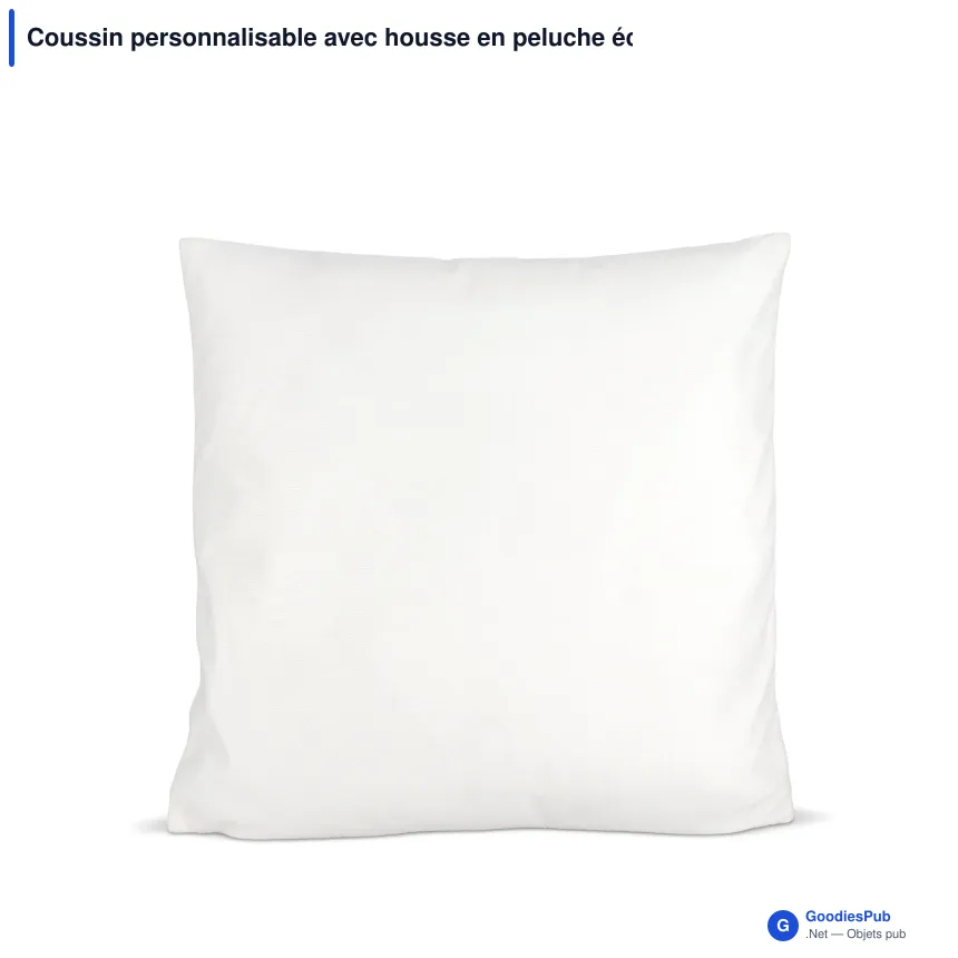 Coussin personnalisable avec housse en peluche écrue et logo - 40 x 40 cm - Image 2