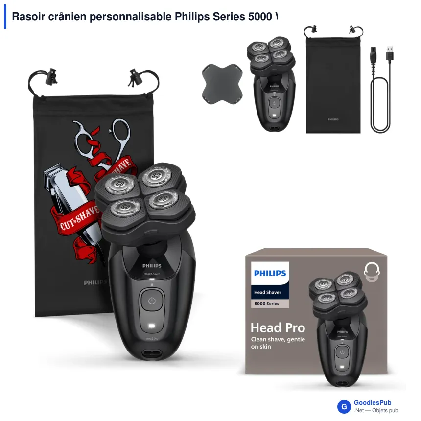 Rasoir crânien personnalisable Philips Series 5000 Wet & Dry avec logo - HS5980 - Image 1