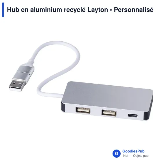 Hub en aluminium recyclé personnalisable avec logo - Layton - Image 2