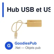Hub USB et USB-C personnalisable en bambou avec logo | Kenzie - Miniature 4