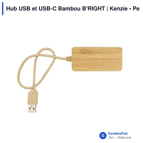 Hub USB et USB-C personnalisable en bambou avec logo | Kenzie - Image 4