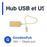 Hub USB et USB-C personnalisable en bambou avec logo | Kenzie - Miniature 5