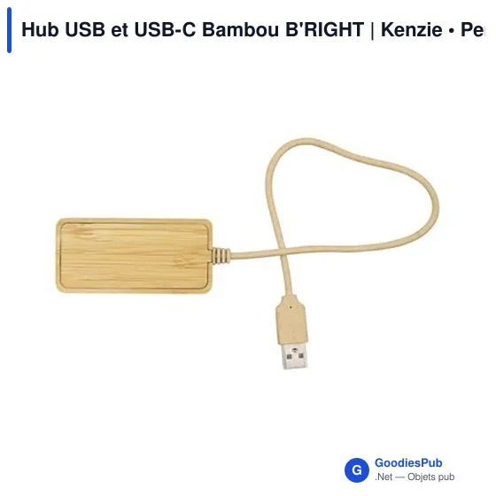 Hub USB et USB-C personnalisable en bambou avec logo | Kenzie - Image 5