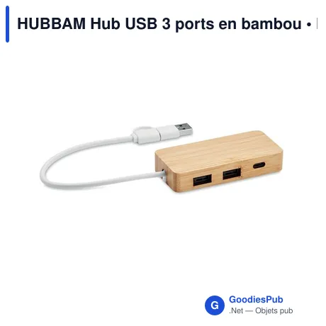 HUBBAM Hub USB 3 ports en bambou