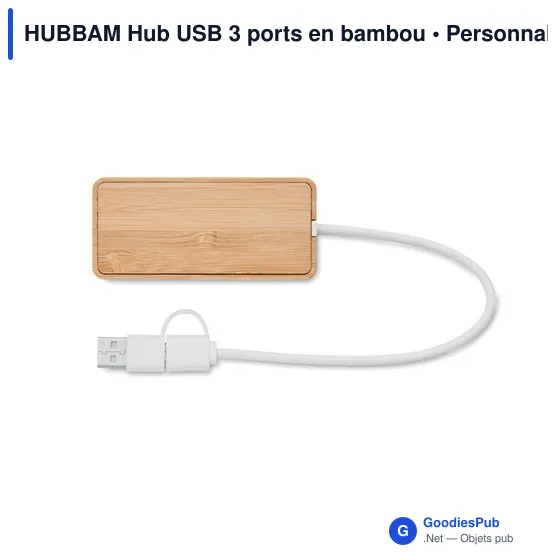 HUBBAM Hub USB 3 ports en bambou - Image 2
