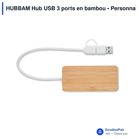 HUBBAM Hub USB 3 ports en bambou - Image 3