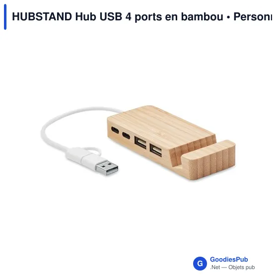 HUBSTAND Hub USB 4 ports en bambou - Image 1