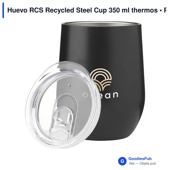 Mug isotherme personnalisable Huevo RCS en acier inoxydable recycléavec logo - Image 1