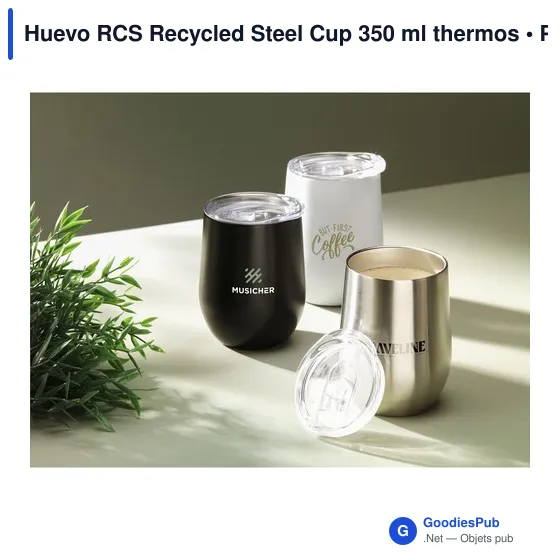 Mug isotherme personnalisable Huevo RCS en acier inoxydable recycléavec logo - Image 11